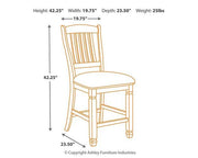 Ashley Furniture Bolanburg counter height bar stool with wooden legs and upholstered seat, showcasing a modern design.