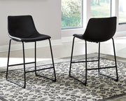 Ashley Furniture Centiar counter height bar stool with wooden legs and cushioned seat, ideal for kitchen or bar area.
