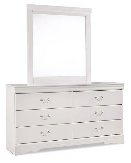 Ashley Furniture Anarasia dresser and mirror set, featuring a stylish wooden dresser with an attached mirror for bedroom decor