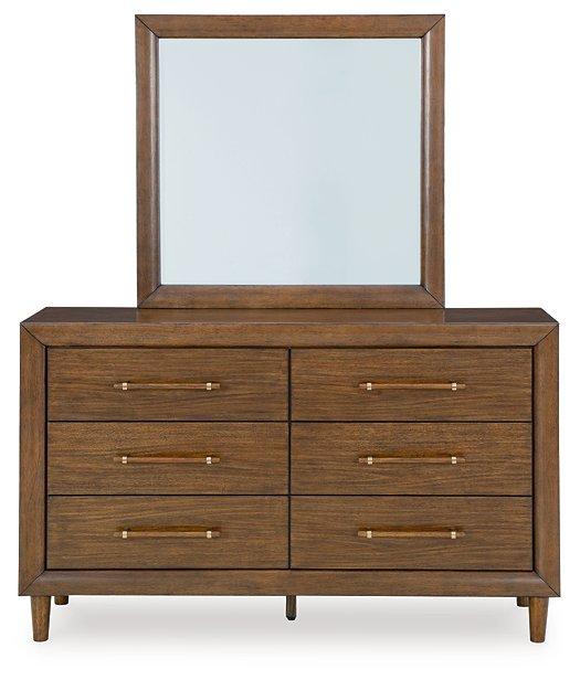 Ashley Furniture Lyncott dresser and mirror set showing a wooden dresser with a matching mirror and modern design.