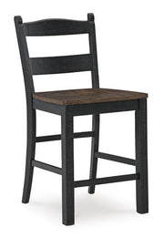 Ashley Furniture Valebeck counter height barstool with a modern wooden frame and cushioned seat, ideal for kitchen or bar area.