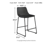 Ashley Furniture Centiar counter height bar stool with wooden legs and cushioned seat, designed for modern kitchen or bar area.
