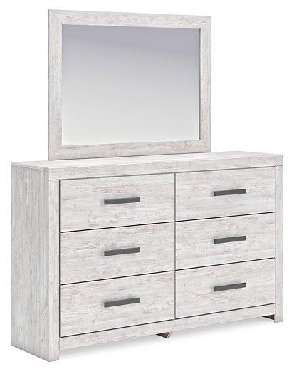 Ashley Furniture Cayboni dresser and mirror set, featuring a stylish wooden dresser with a matching mirror for bedroom decor.