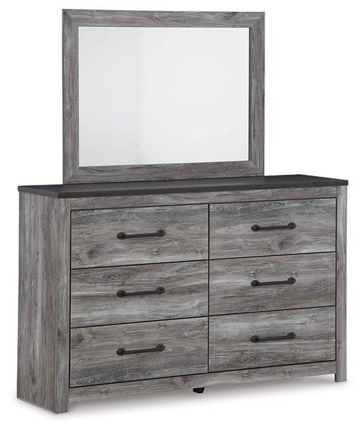 Ashley Furniture Bronyan dresser with matching mirror, featuring a sleek wood finish and modern design for bedroom storage.