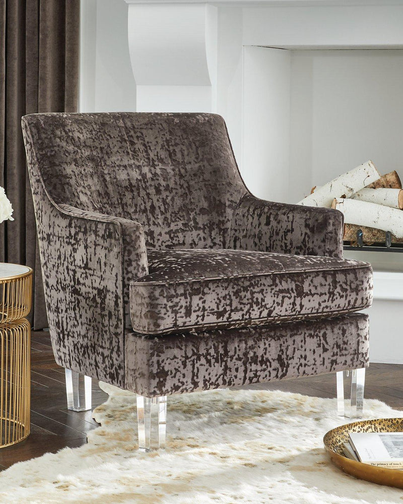 Ashley Furniture Gloriann accent chair with plush fabric and stylish design, shown in a contemporary living room setting.