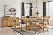 Ashley Furniture Havonplane dining server with multiple drawers and cabinets, crafted in warm wood finish for elegant dining room storage.
