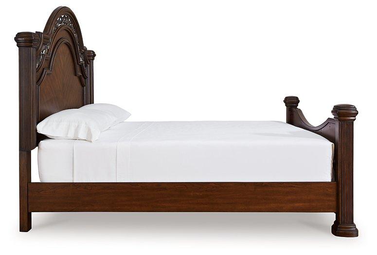 Ashley Furniture Lavinton bedroom set featuring a bed, matching nightstands, and dresser in a modern, stylish bedroom arrangement.