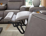 Ashley 5Z-Comfort living room set with plush sofa and matching armchair in neutral fabric, modern design for comfortable seating.