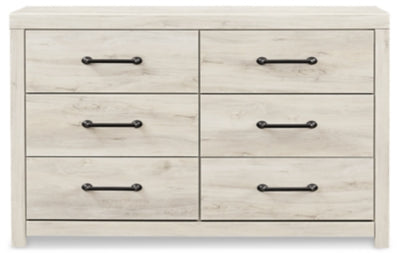 Ashley Furniture Cambeck dresser with a sleek wood finish and multiple drawers, shown from a front head-on view.