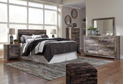Ashley Furniture Derekson nightstand with a dark wood finish, featuring a drawer and shelf for bedroom storage.