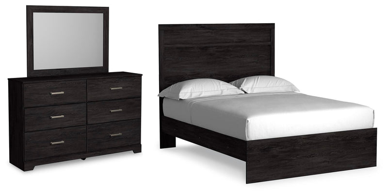 Ashley Furniture Belachime bedroom set with a bed, nightstands, and dresser in a modern, elegant design.