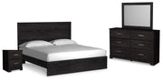Ashley Furniture Belachime bedroom set featuring a bed frame, nightstands, and dresser with modern design and warm wood finish.