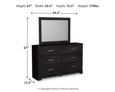 Ashley Furniture Belachime bedroom set with a wooden bed frame, matching dresser, and nightstands in a modern design.