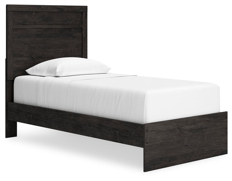 Ashley Furniture Belachime bedroom set showing a stylish bed frame with matching nightstands and a contemporary bedroom design.