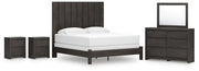 Ashley Furniture Fraluna bedroom set with matching bed frame, nightstands, and dresser in a modern bedroom design.