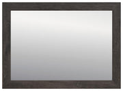 Ashley Furniture Fraluna bedroom mirror with a sleek rectangular design, shown head-on with a polished wood finish.