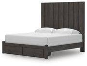 Ashley Furniture Fraluna bedroom set with a modern bed frame, nightstands, and matching dresser in a stylish bedroom arrangement.
