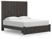 Ashley Furniture Fraluna bedroom set with a modern bed frame, nightstands, and dresser, shown from an angled side view.