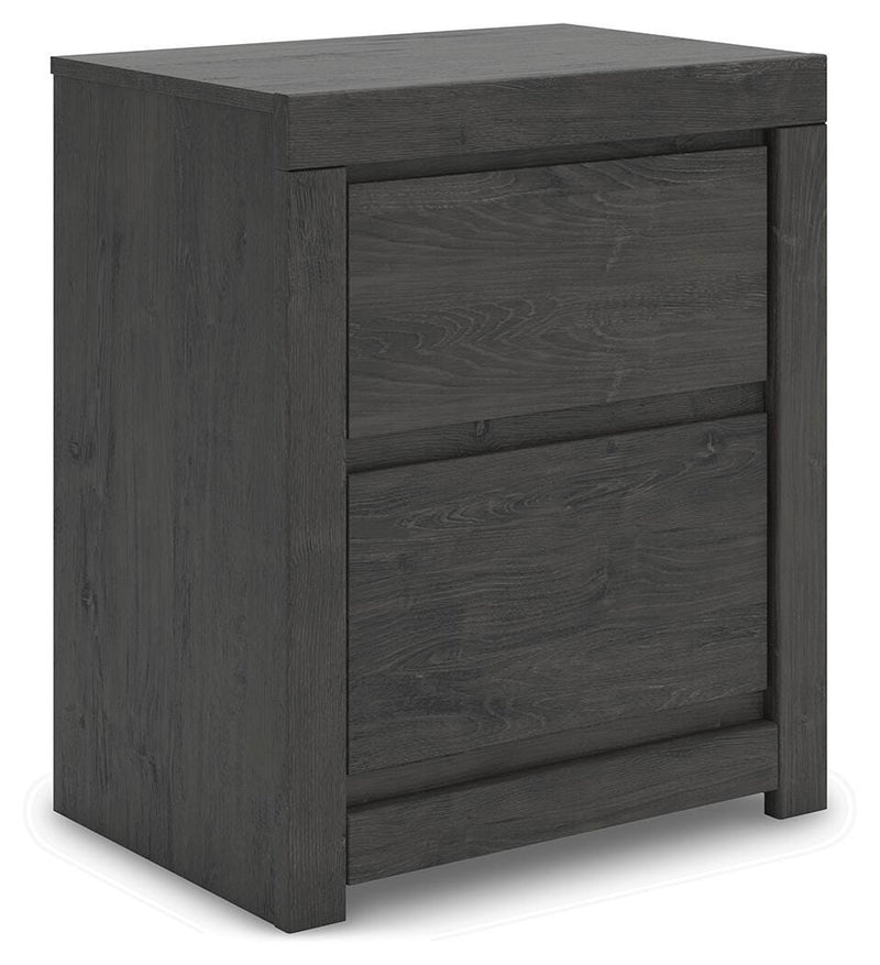 Ashley Furniture Fraluna bedroom set with a modern bed frame, matching nightstands, and a stylish dresser in a contemporary design.