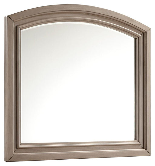 Ashley Furniture Lettner bedroom mirror, angled view showcasing its sleek frame and reflective glass surface.
