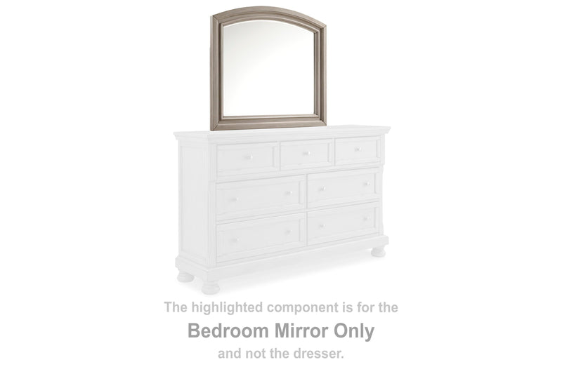 Ashley Furniture Lettner bedroom mirror with a sleek rectangular design and a polished wood frame.