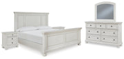 Ashley Furniture Robbinsdale bedroom set with matching bed frame, nightstands, and dresser in a modern bedroom scene.