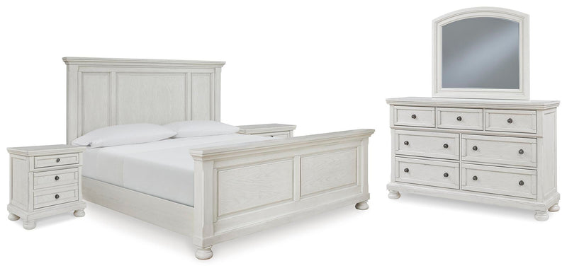 Ashley Furniture Robbinsdale bedroom set featuring a bed, nightstands, and dresser in a modern, stylish bedroom decor.