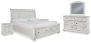 Ashley Furniture Robbinsdale bedroom set featuring a bed frame, matching nightstands, and dresser in a modern bedroom design.