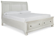 Ashley Furniture Robbinsdale bedroom set with a bed and matching furniture, shown from an angled perspective in the image.