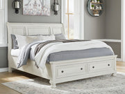 Ashley Furniture Robbinsdale bedroom set with a bed, dresser, and nightstands in a modern design, shown in a stylish bedroom setting.