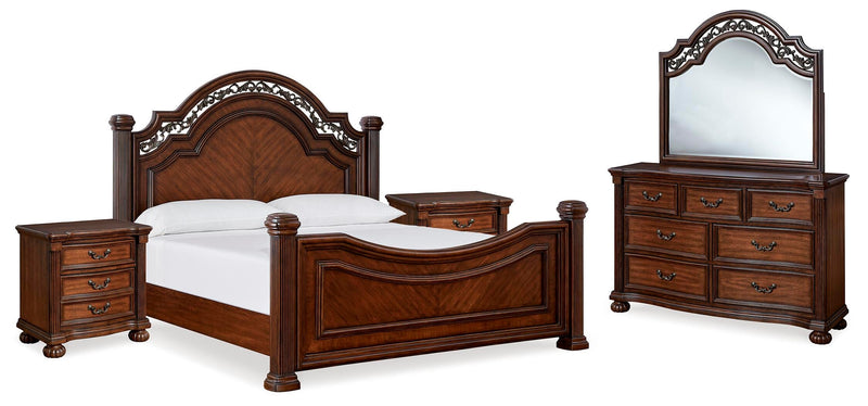 Ashley Furniture Lavinton bedroom set featuring a modern bed frame, matching nightstands, and a coordinated dresser with sleek design.