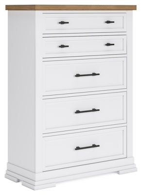 Ashley Furniture Ashbryn Chest of Drawers shown from an angle, featuring a modern wooden chest with multiple drawers.