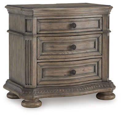 Ashley Furniture Ardenfield nightstand with a closed drawer and wood finish, shown from an angled view.