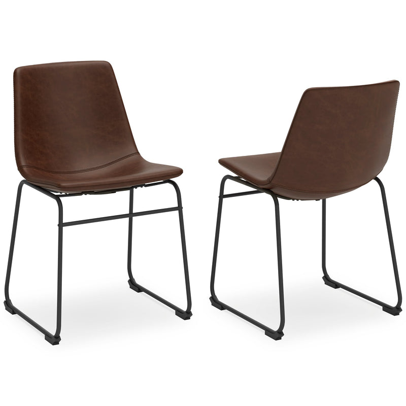 Ashley Furniture Centiar dining chair with upholstered seat and wooden legs, in a warm brown finish.