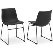 Ashley Furniture Centiar dining chair with upholstered seat and wooden legs, shown in warm brown fabric.