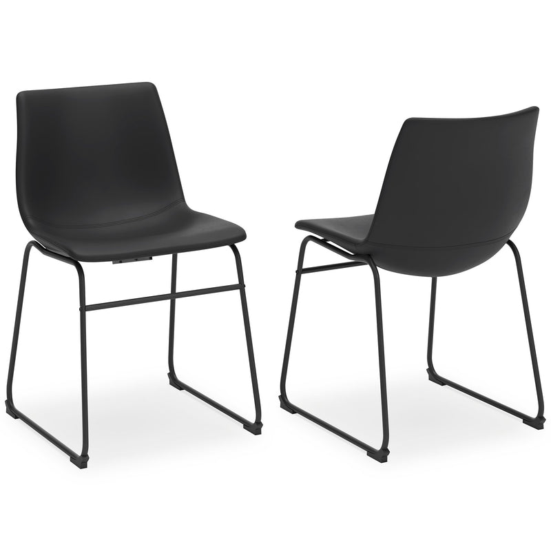 Ashley Furniture Centiar dining chair with upholstered seat and wooden legs, shown in warm brown fabric.