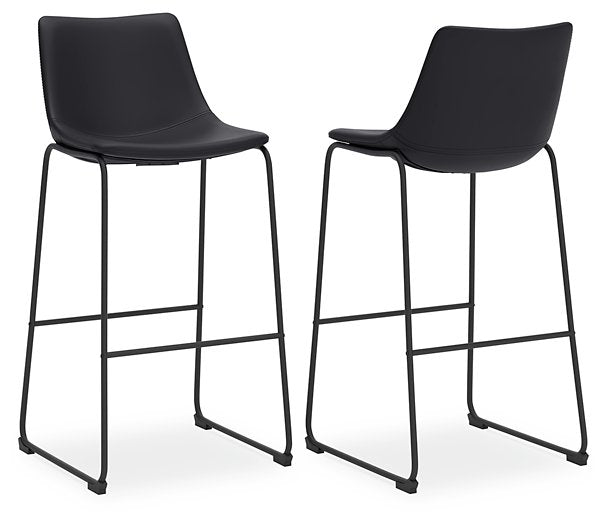 Ashley Furniture Centiar pub height bar stool with wooden seat and metal legs, showcasing a modern design in warm finish.