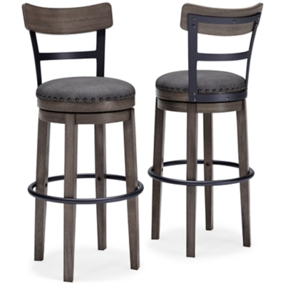 Ashley Furniture Caitbrook bar height barstool with wooden legs and cushioned seat, perfect for kitchen or bar area.