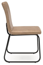 Ashley Furniture Pharwynn dining room set with a wooden table and six matching chairs, shown from the side view.