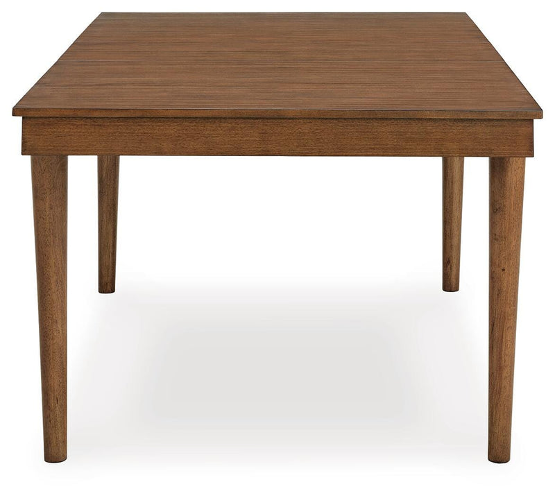 Ashley Furniture Lyncott Dining Extension Table with wooden finish, showing the extended table surface and sturdy legs.