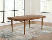 Ashley Furniture Lyncott dining extension table with a wood finish and leaf extension, showcasing a modern dining room setting.