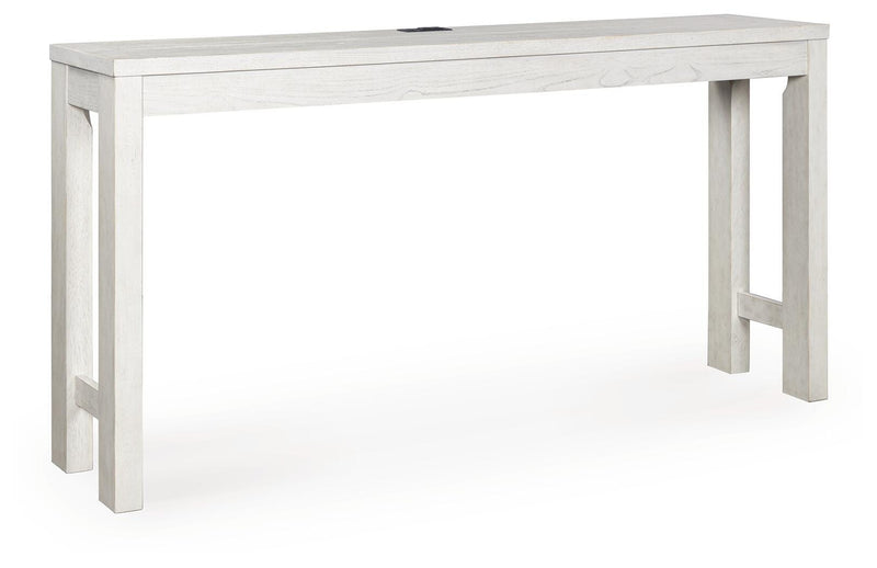 Ashley Furniture Robbinsdale counter height dining table with 3 matching barstools, showcasing wood finish and modern design.