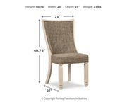 Ashley Furniture Bolanburg dining room set with a wooden table and matching chairs in a modern dining space.