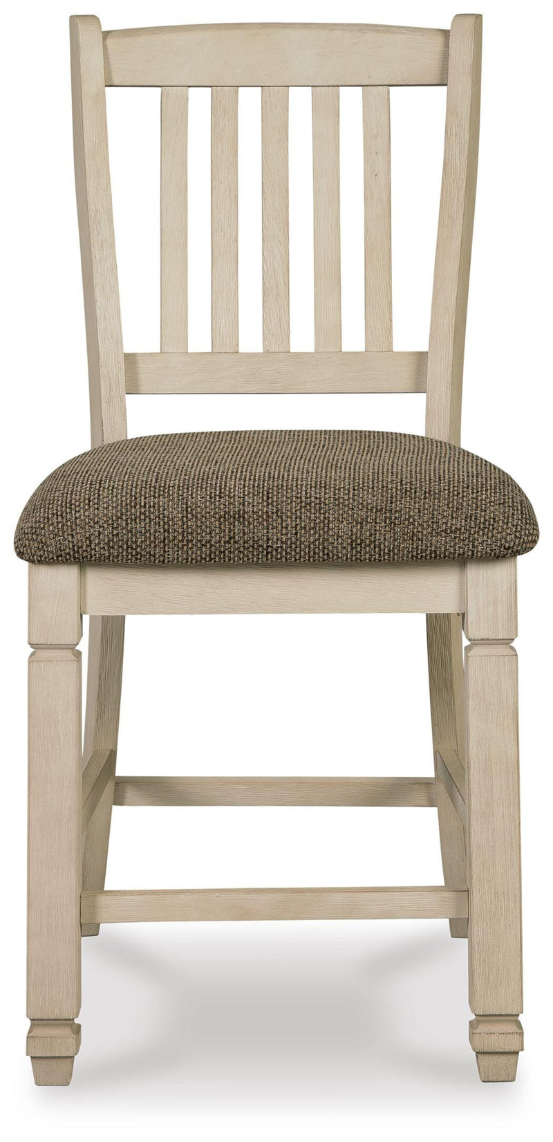 Ashley Furniture Bolanburg dining room set with a wooden table and matching chairs, shown from a head-on angle.