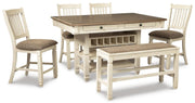 Ashley Furniture Bolanburg dining room set with a wooden table and six matching chairs in a modern design.