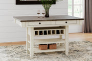 Ashley Furniture Bolanburg dining room set with a wooden table and matching chairs, showcasing a modern, elegant design.
