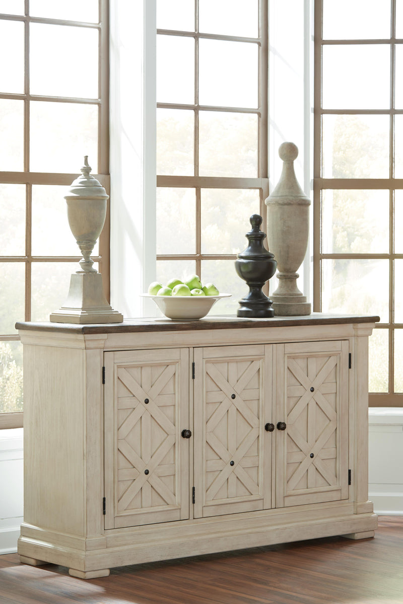 Ashley Furniture Bolanburg dining room set with a wooden table and matching chairs, stylish and functional for dining spaces.