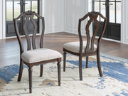 Ashley Furniture Lavinton dining chair with upholstered seat and wooden legs, showcasing a stylish and comfortable dining room design.