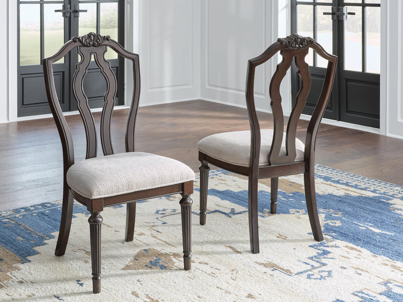 Ashley Furniture Lavinton dining chair with upholstered seat and wooden legs, showcasing a stylish and comfortable dining room design.