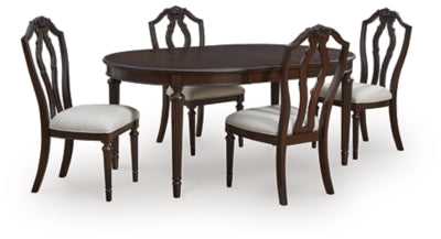 Ashley Furniture Lavinton dining room set with a wooden table and six matching chairs in a modern design.